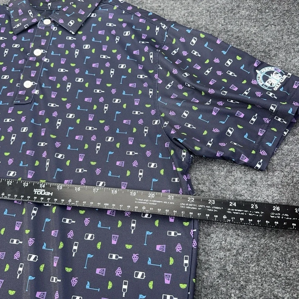 FootJoy FJ Polo Mens Medium Blue Purple Wine Pattern Golf Performance